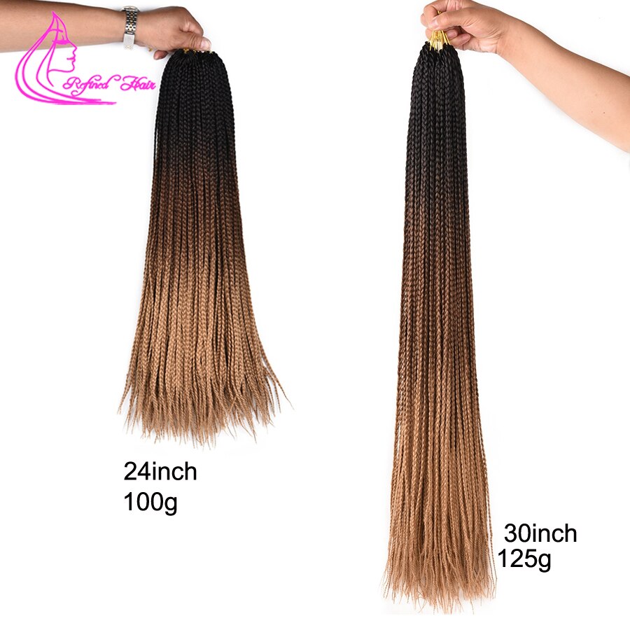 Crochet Braids Long Box Braid Ombre Synthetic Braiding Hair extensions High Temperature Fiber braided Hair 22 strands/pc