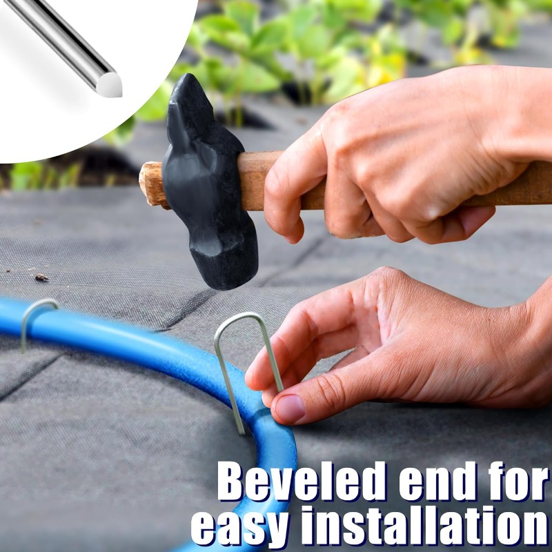 Grapas de paisaje de jardín en forma de U, estacas fijas de acero resistente para tienda de césped, pasadores de clavija de seguridad, barrera para césped