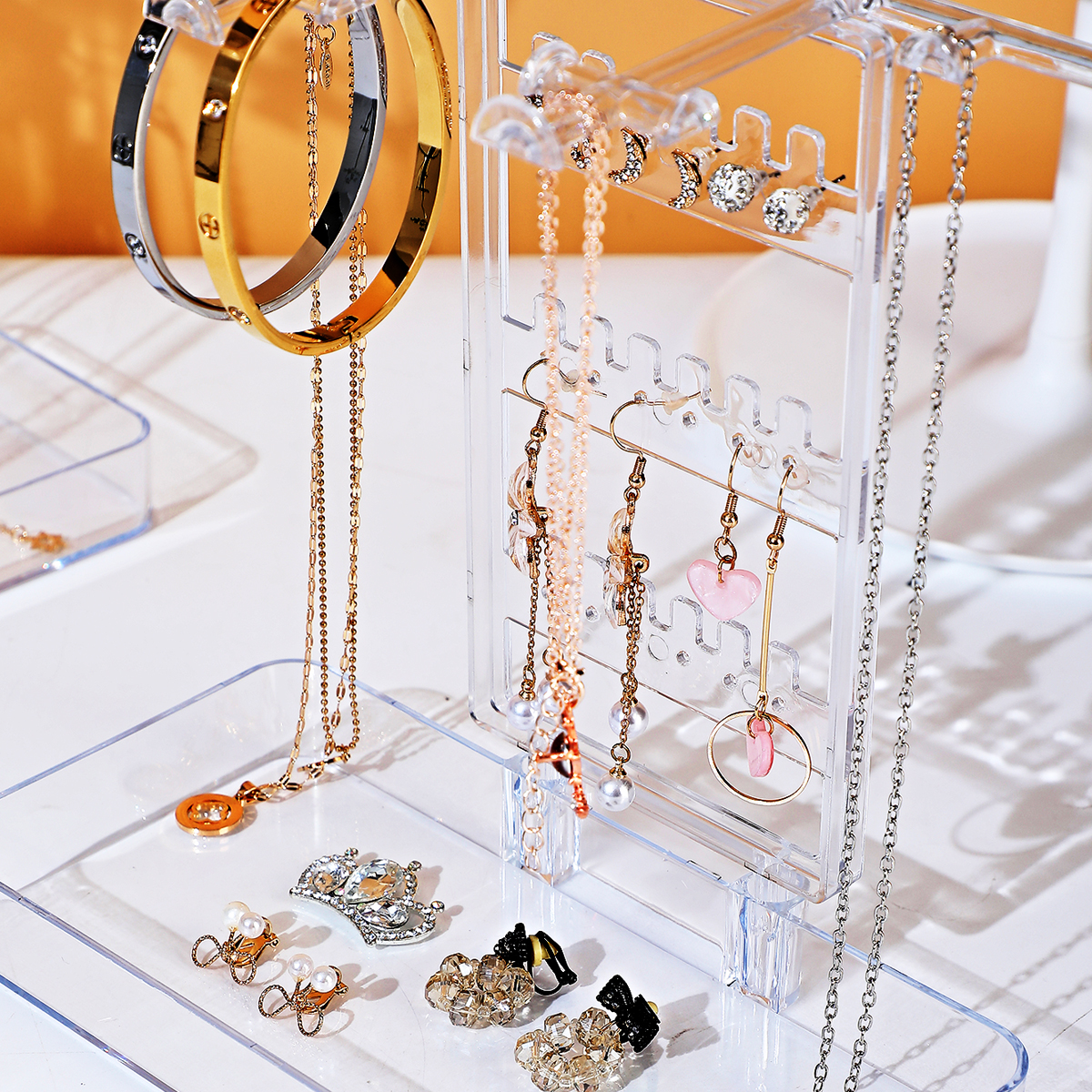 1 st sieraden opbergrek, 5 lagen ketting opbergrek, oorbel display toren, armband opbergrek voor dressoir badkamerijdelheid