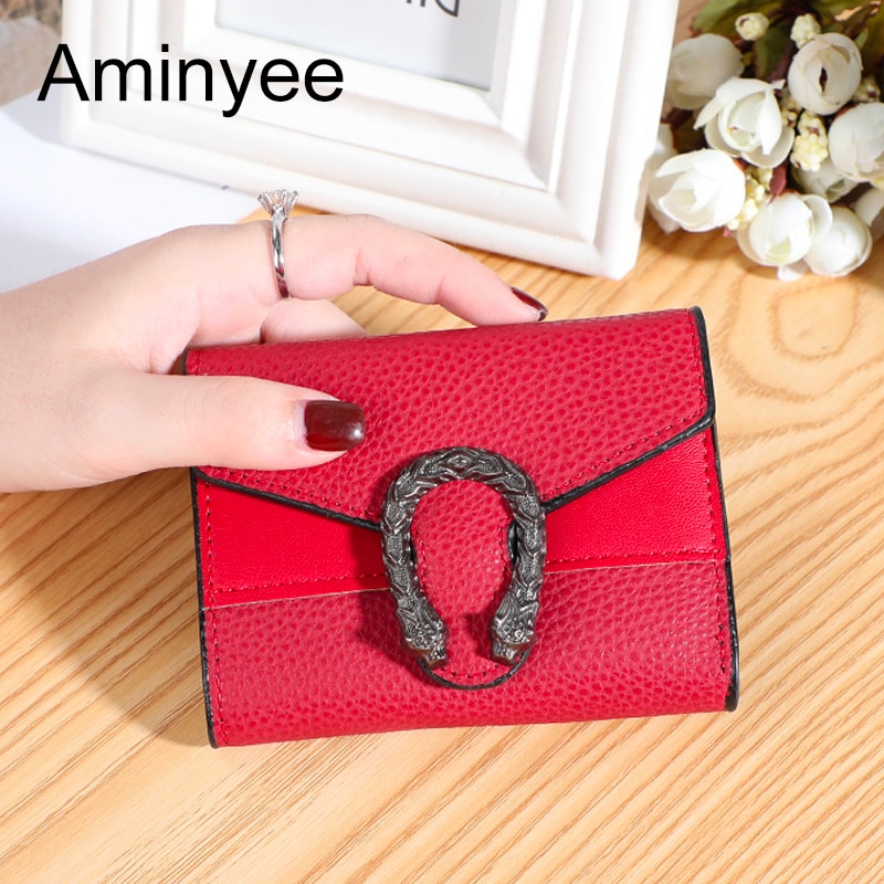 Aminyee Vintage Mini Portemonnee Voor Vrouwen Portemonnee Kaarthouder Lederen Visitekaarthouder Case Voor Vrouwen Portemonnee Met Photo Window