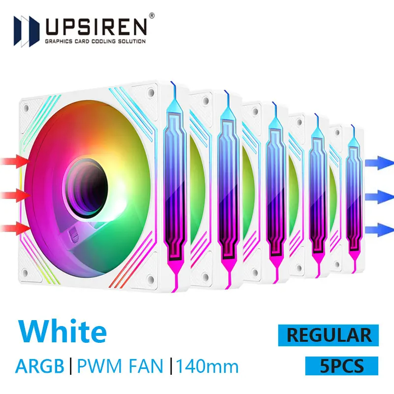 UPSIREN PF-14 PRISM 4PRO ventilateur de châssis d'ordinateur 14 cm ARGB 4 broches PWM ventilateur de refroidissement silencieux 12 V grand Volume d'air 61,5 CFM/650-1800 tr/min: Jaune couleur