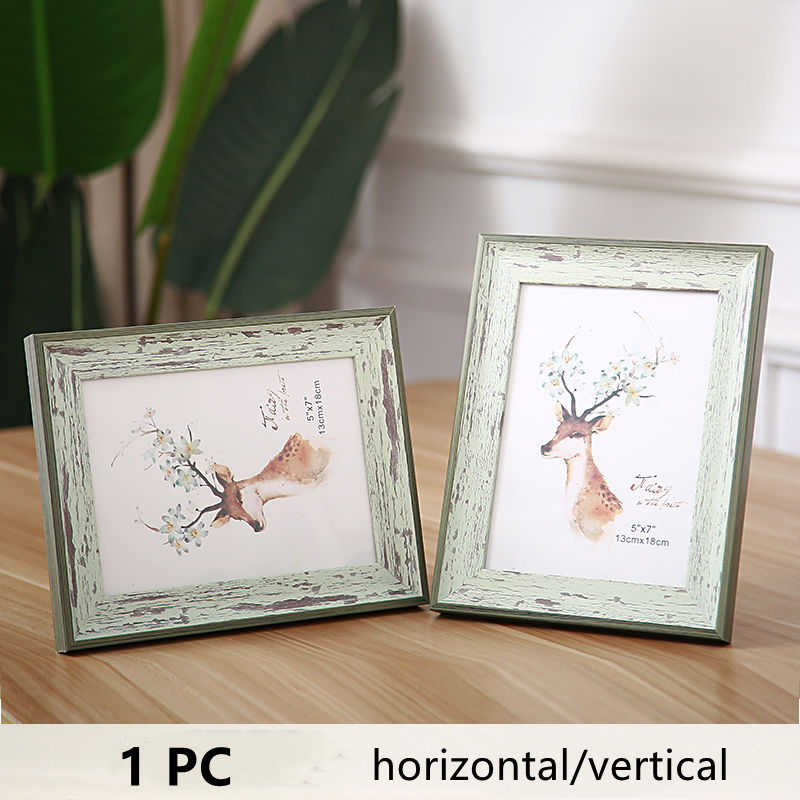 5 Color Rectangle Photo Frame Wall Mounted Living Room Decor Desk Ornament Wedding Family Picture Frame 5-10 Inch European Retro: 1 pc-Color 5 / 8 inch