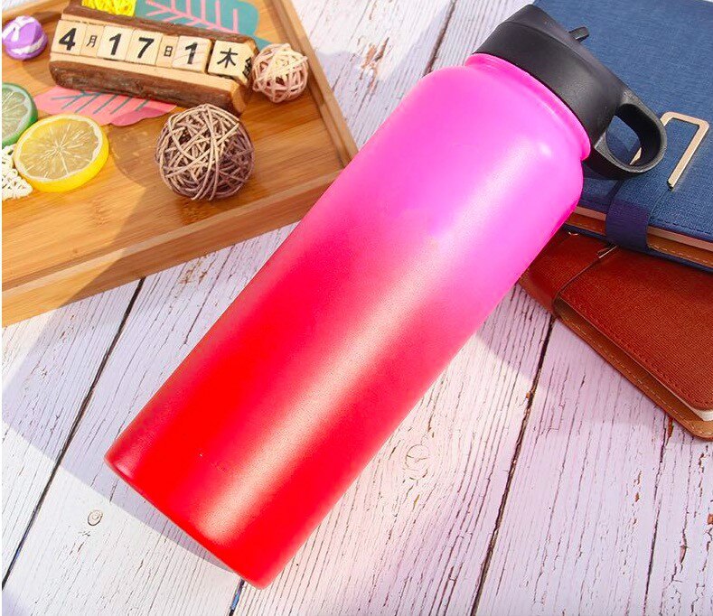 7 kleuren Kleurrijke Geïsoleerde Rvs Water Flessen 18 OZ/32 OZ/40 OZ Brede Mond met thermoskan Sport Deksels: 40oz / Pretty in pink