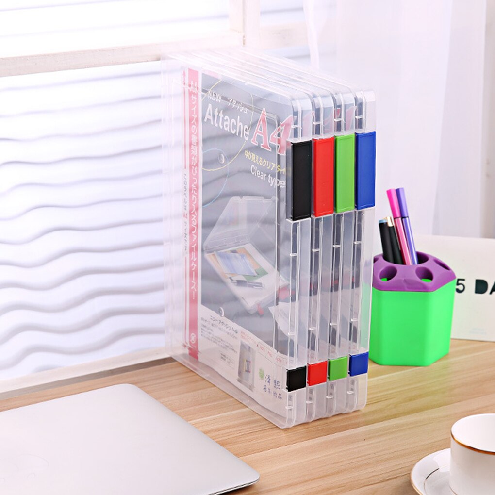 Practical A4 Transparent File Storage Box Clear Plastic Document Cases Desk Paper Organizers
