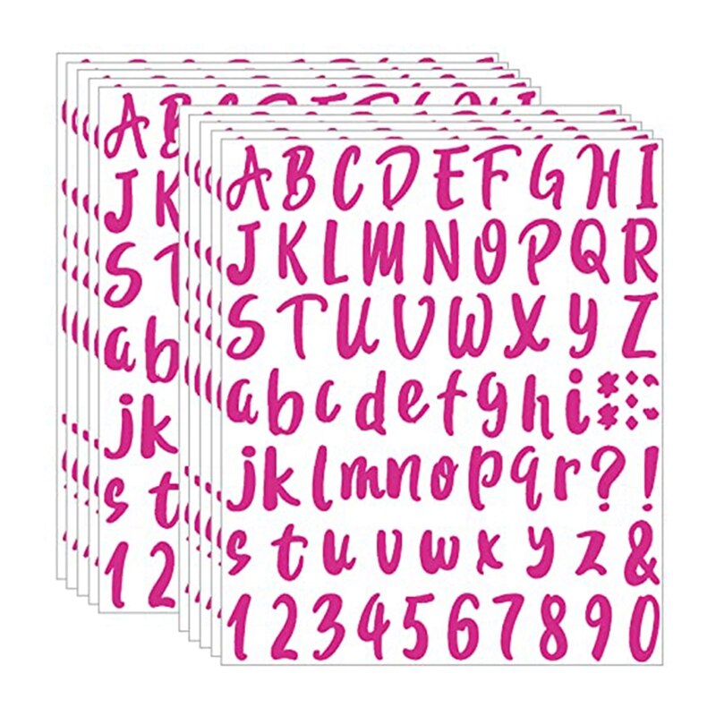 10 Sheets Vinyl Letters Numbers Kit Self Adhesive Letter Stickers Waterproof Mailbox Numbers Sticker: Pink