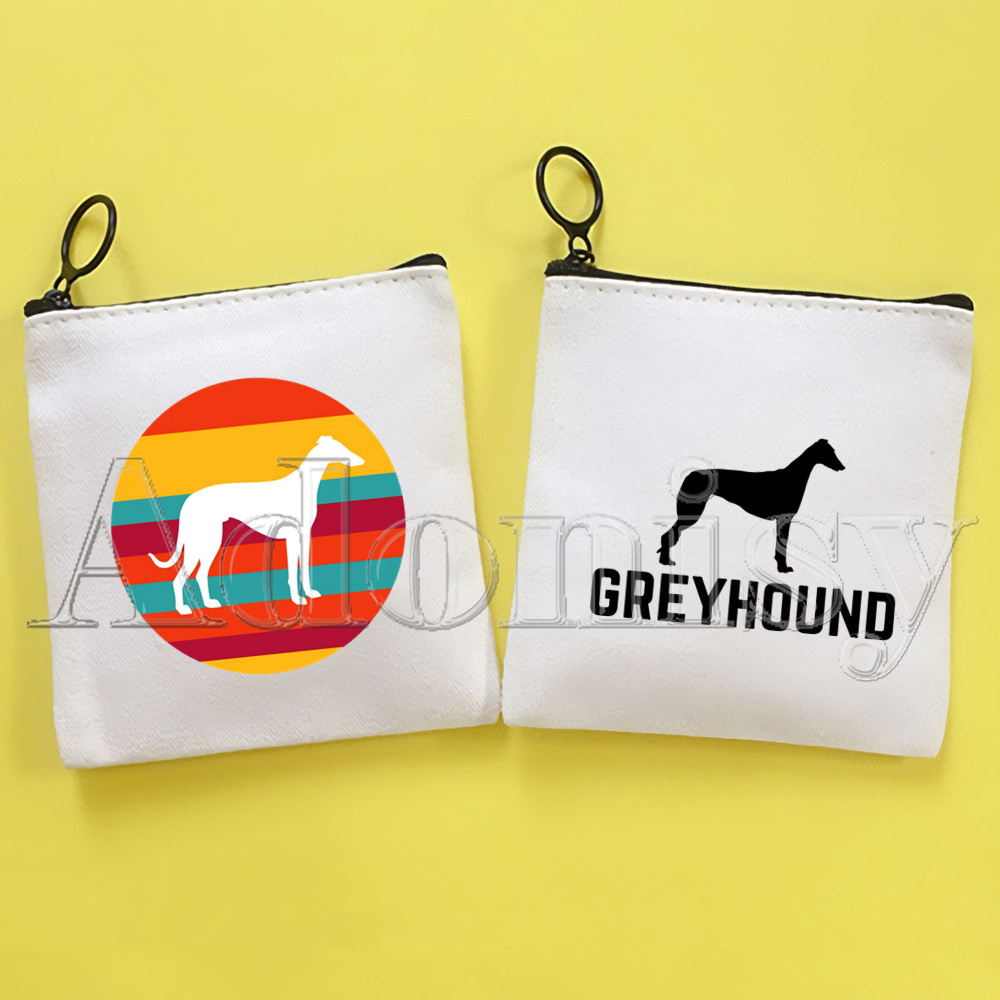 Greyhound Hund Mini Mädchen Geldbörse Kleine Brieftasche Frauen Zipper Leinwand Monedero Para Mujer Monedas Tarjetas Pequeno Tasche