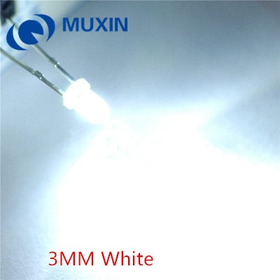 100pcs 3mm Witte Ronde Flensloze Water Clear LED Leds 2-Pin Gratis Weerstanden 3mm ultra heldere witte led