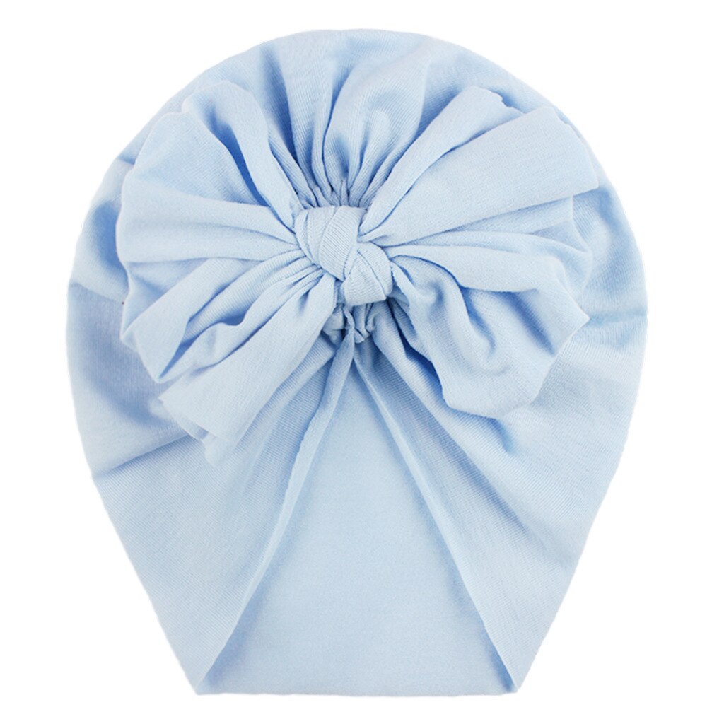 Gorro con cinta para la cabeza para bebé, gorra con estampado de lazo, turbante elástico de algodón, gorrito para envolver la cabeza para bebé, sombrero para niña, accesorios para el cabello para bebé: Light blue