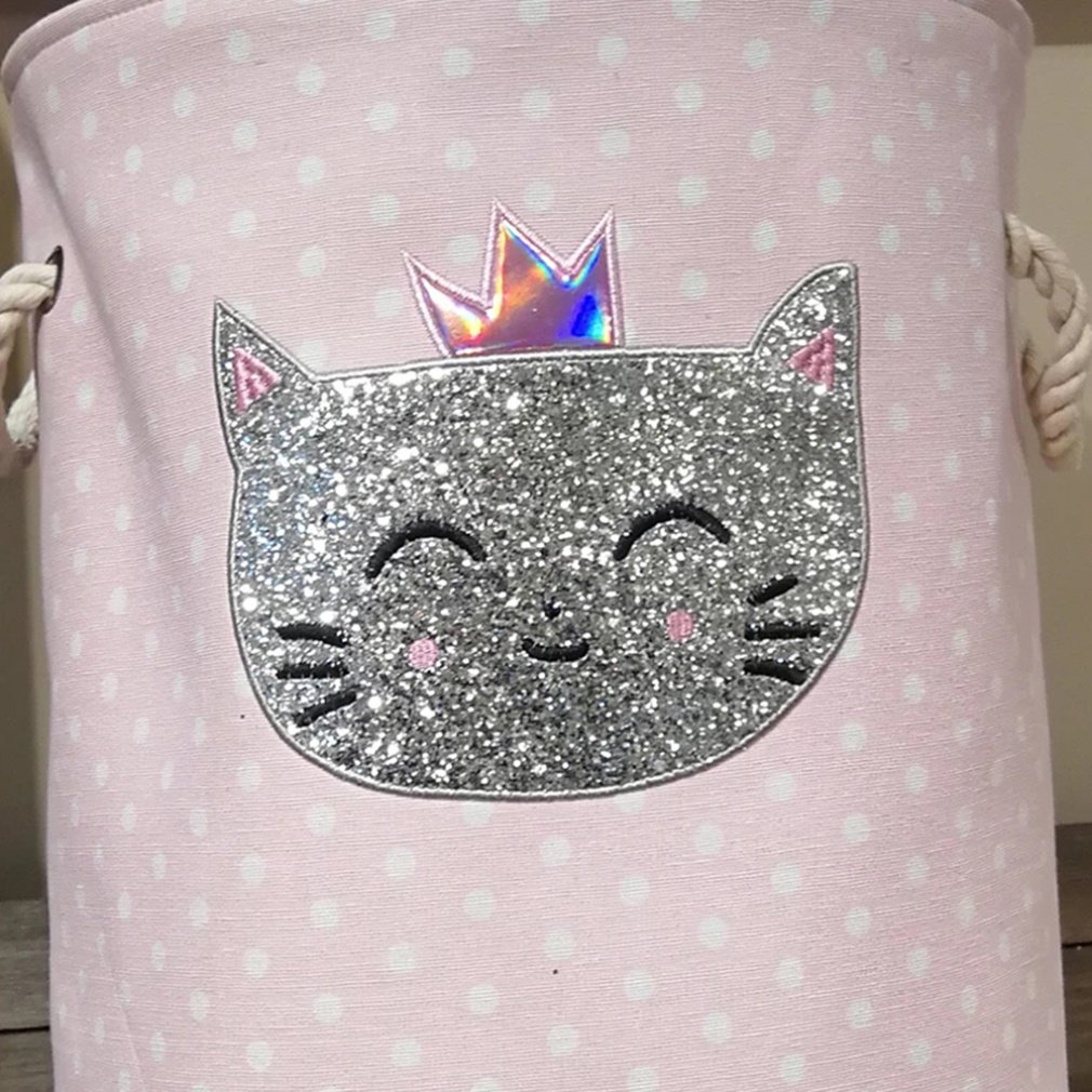 Pink Swan Cat Pattern Foldable Laundry Basket For Home Organizer Dirty Cloths Storage Box Sundries Storage Bucket