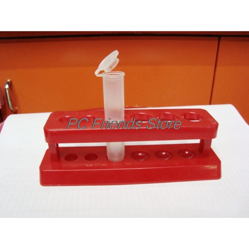 1 stk reagensglasholder 6 hullers plaststativ rød stativ burette stativ hylde laboratorie-pc ven