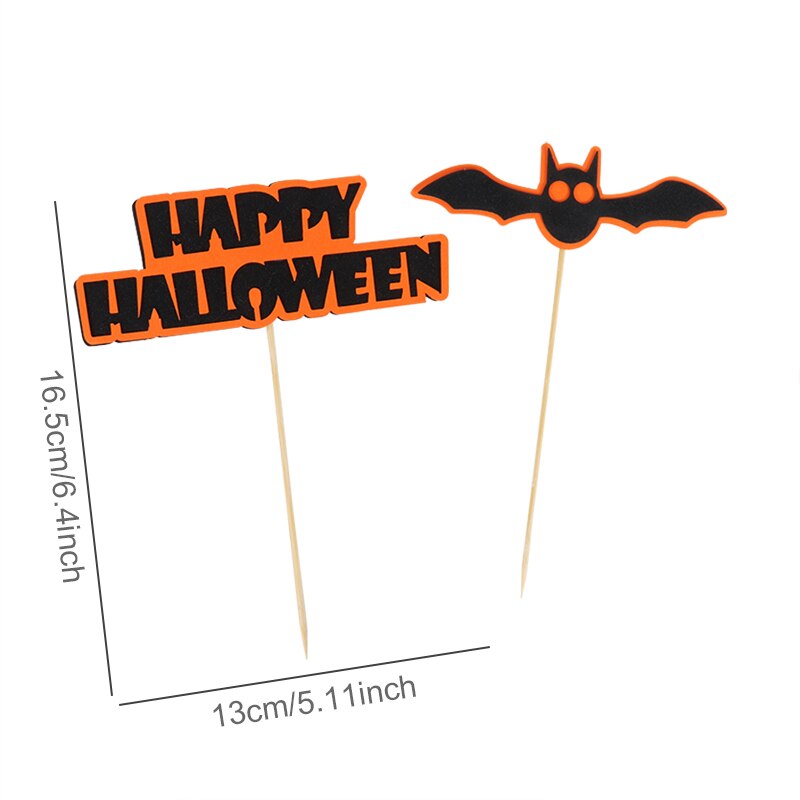 Joyeux anniversaire citrouille château Halloween thème gâteau Grimace Bat sorcière enfants enfants gâteau Topper Insertion fournitures décoration: 1pcs-E