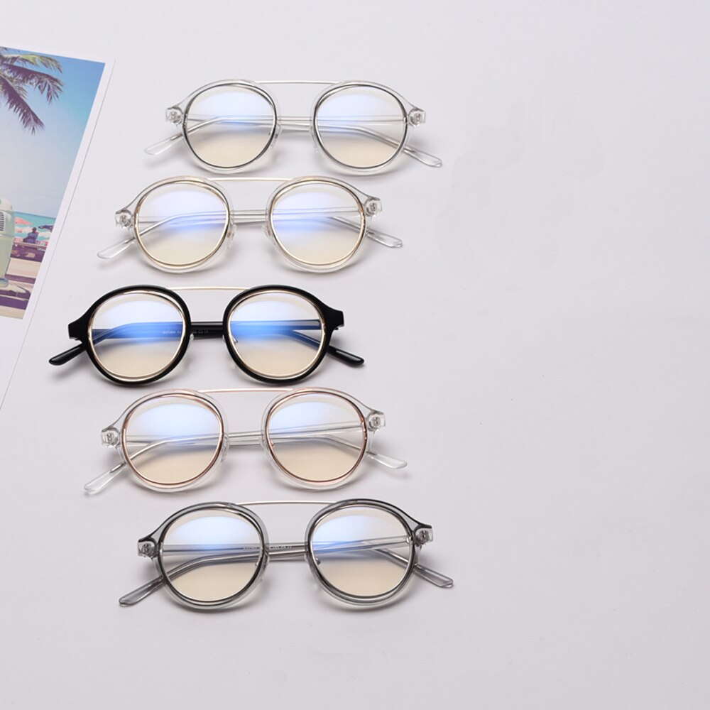 Peekaboo tr90 gafas de filtro de luz azul montura redonda lentes retro claros gafas de acetato transparente montura vintage para mujer