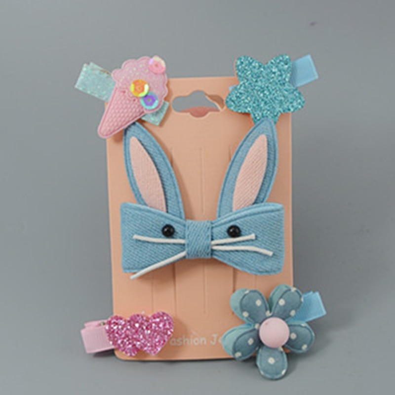 Bear Leader Haarspangen - Cartoon Schleife Kinder Haarclips - Barrette Ornament Zubehör für Mädchen: AZ2078C8 Hase blau