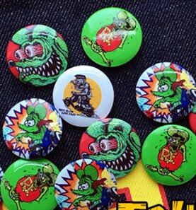 7pcs/lot plastic japan different rat fink rf ratfink mouse badges badge trendy