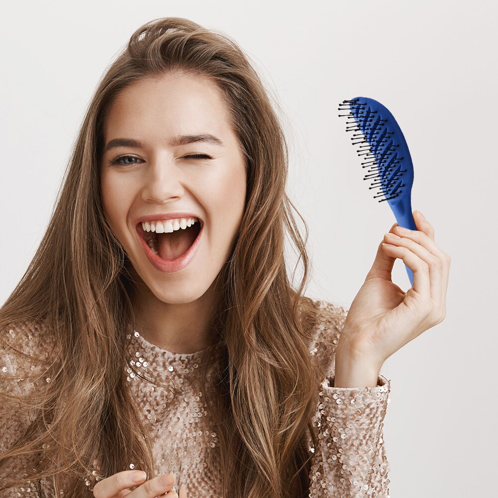 Gebogen Anti-Statische Haar Massage Kam Nat Droog Styling Borstel Voor Thuis Salon