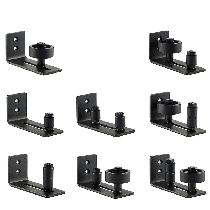 Adjustable Wall Mount Guide with 8 Different Setups for Barn Door Hardware - Black Powder Coated - Flush Bottom - Perfect Fit Fo