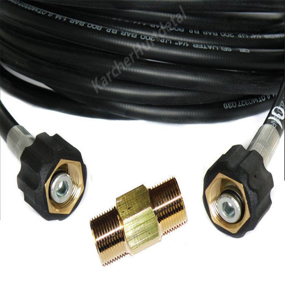 10M High Pressure Washer Hose connector M22 Car Washer Cleaning Extension Hose Cord With 2 High Pressure Scrubber Nozzle