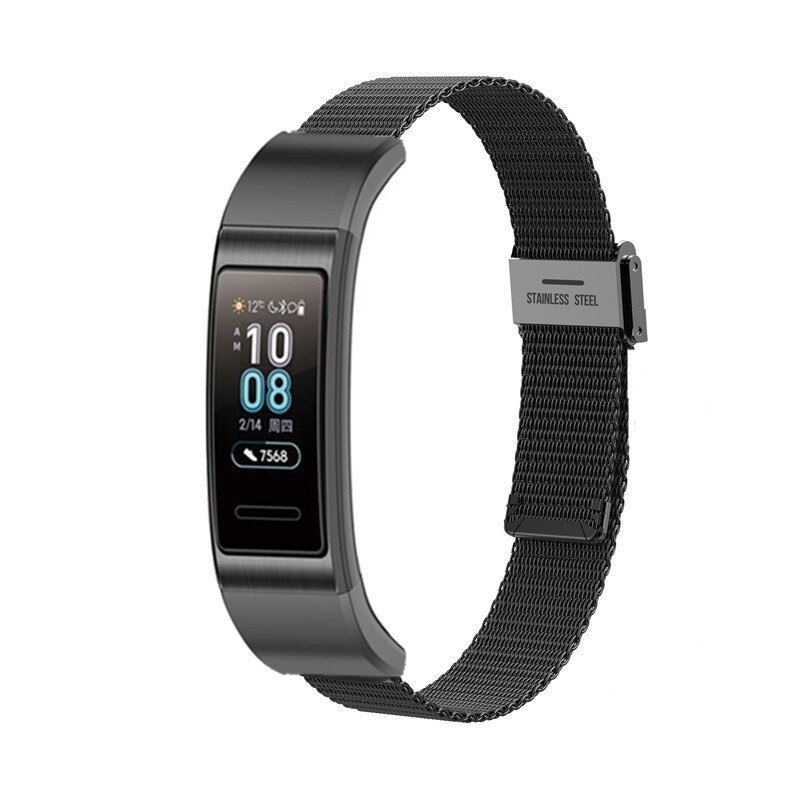 Para Huawei Band 4 Pro / Band 3 Pro pulsera inteligente de correa Milanesa magnética correa de acero inoxidable correa de reloj pulsera: Black 3