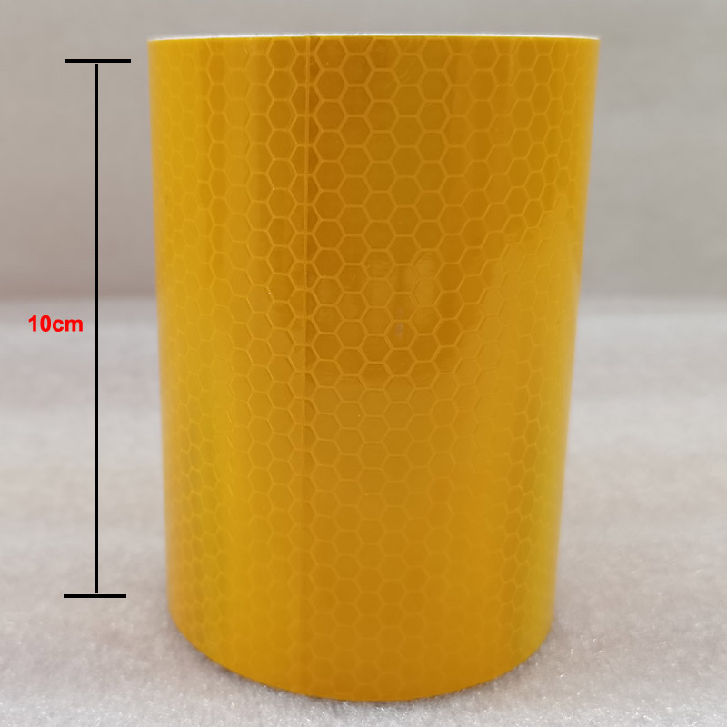 10cm*10m Reflective Sticker Safe Lowes Crystal Fluorescent Printed Checkered Red White Twill Reflective Vinyl Road Marking Tapes: PVC-Yellow-10