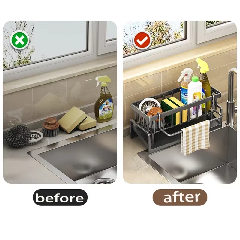 Kitchen Shelf Rag Storage Drainage Shelf No-Punch ... – Grandado