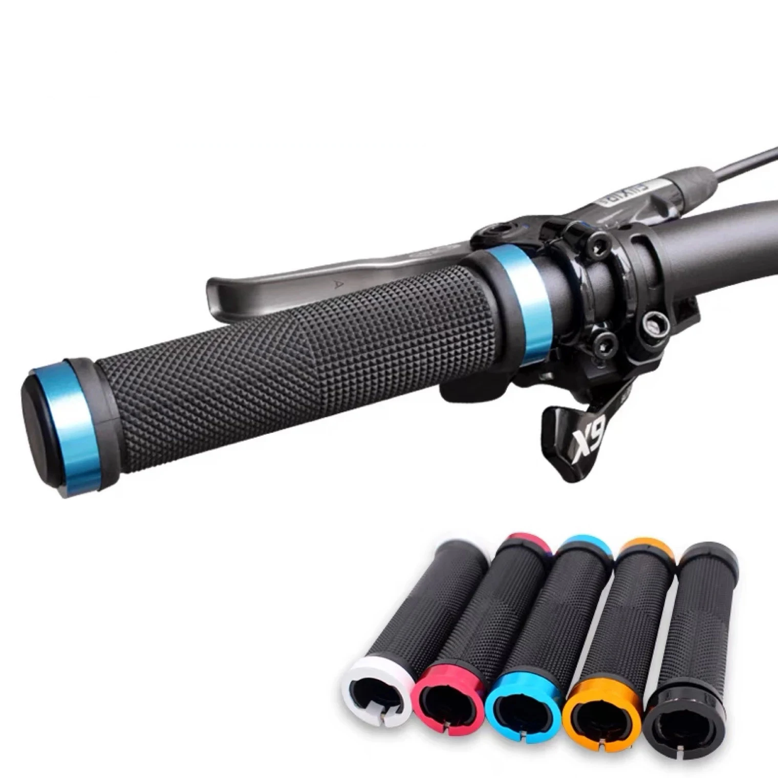 Empuñaduras de goma para bicicleta, bloqueo de aleación de montaña, empuñaduras de manillar de bloqueo Bilateral, funda antideslizante para manillar de ciclismo, accesorios para bicicleta BMX