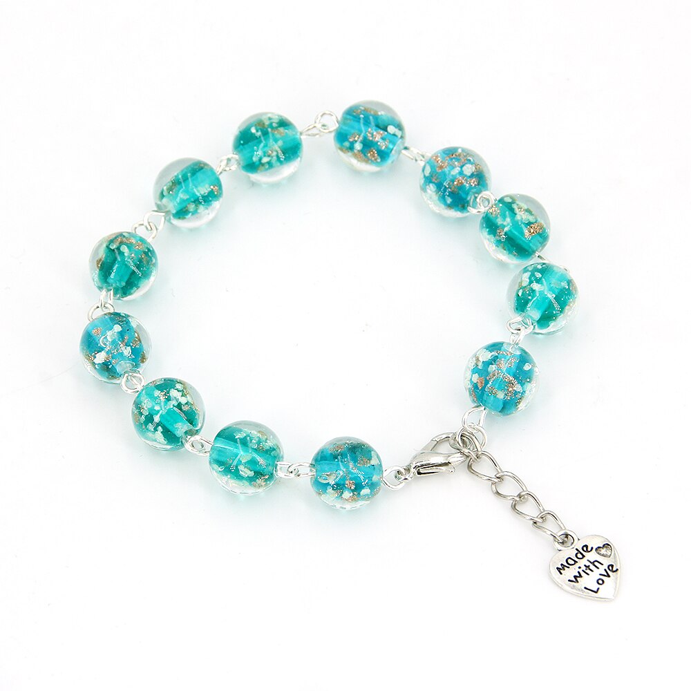 Vrouwen Armband, Blauw Lichtgevende Armband, Glow In The Dark, 8Mm Lichtgevende Glazen Bead Elastische Armband, Enkele Dame Zus Armband