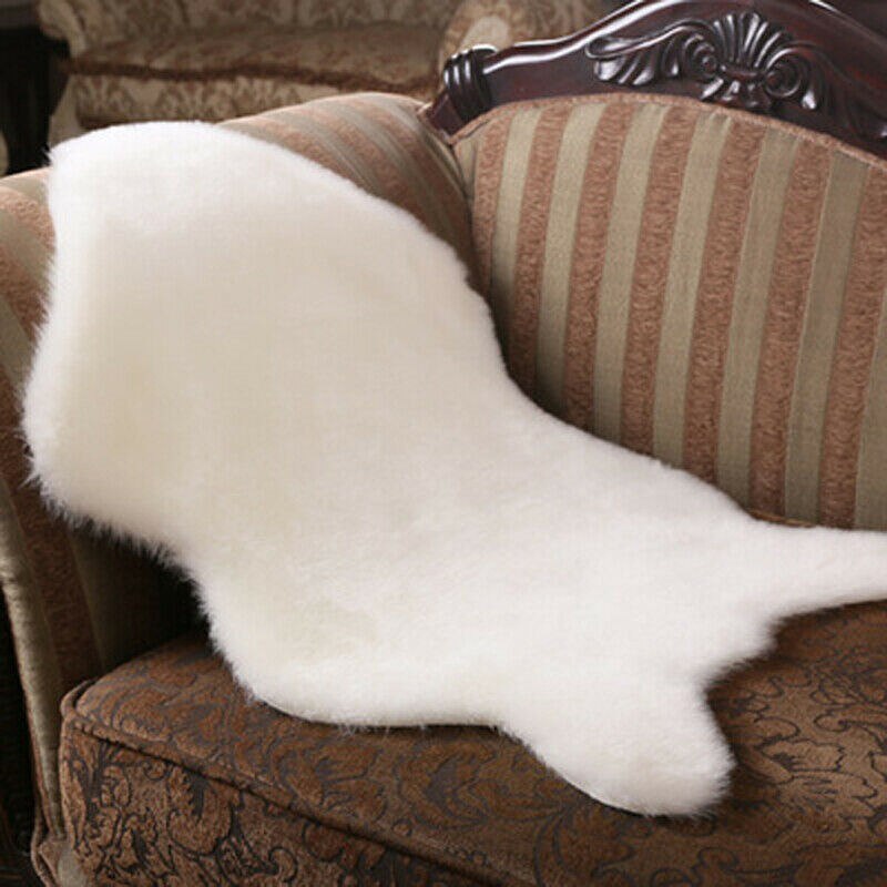 Faux pels fåreskind stil tæppe  (60 x90 /40 x 60 cm)  faux behagelig blødt brugbart uld tæppe til soveværelse sofa gulvkast tæppe: 60 x 90cm / Hvid