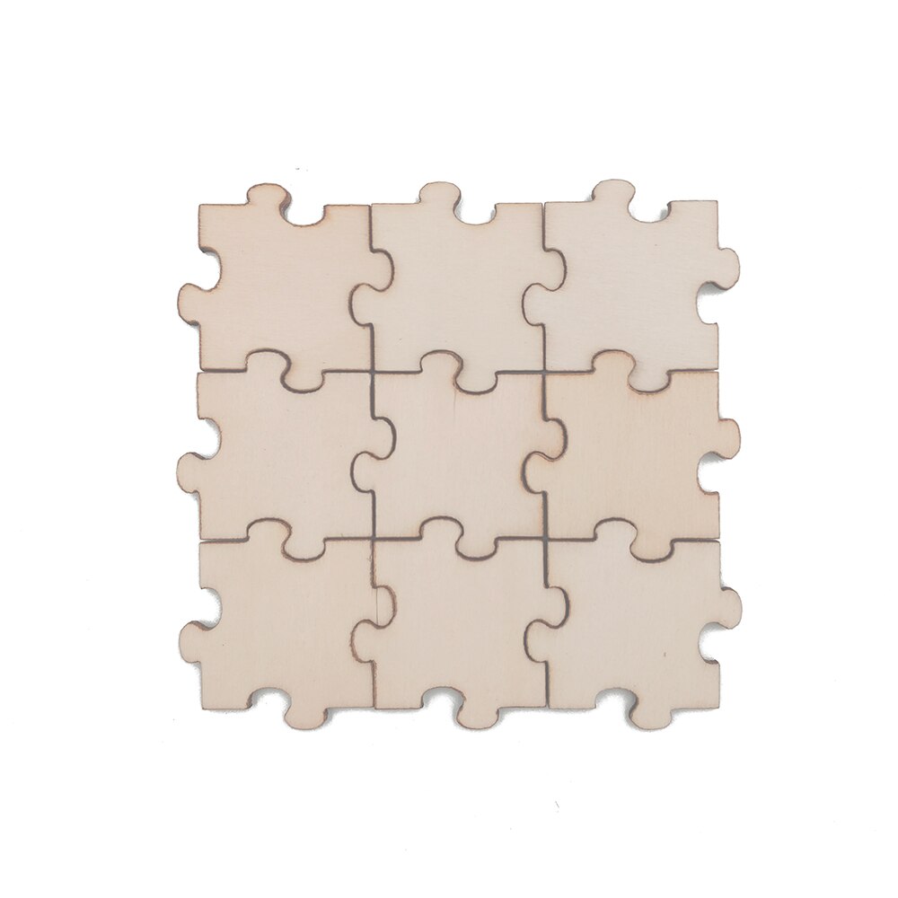 50pcs Blank Wooden Puzzle Unfinished Wood Blank Puzzles Pieces DIY Blank Puzzle for Wedding Family Birthday Calendar