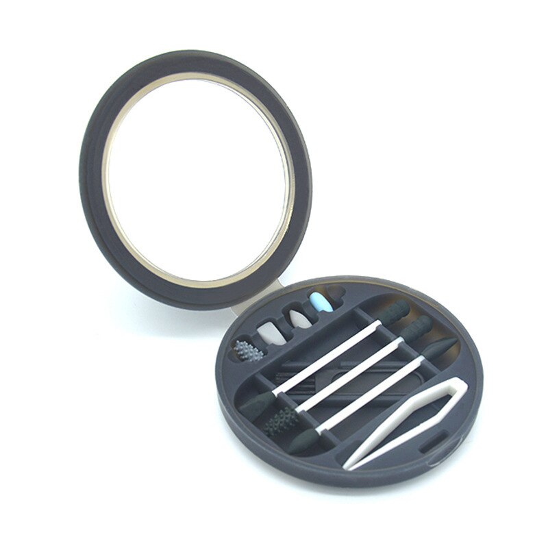 Silicone q-tip écouvillons ensemble coton-tige réutilisable nettoyage des oreilles Silicone lavable maquillage écouvillons bâtons doux Flexible maquillage outils Kit: Black