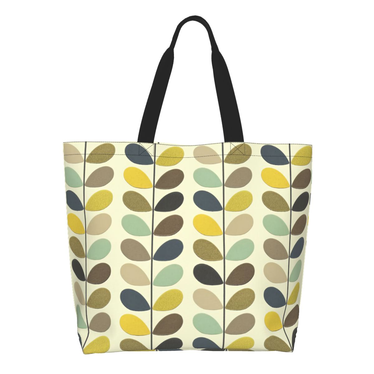 Orla Kiely Abstract Multi Stem Canvas Shopping Bag Big Capacity Grocery Mid Century Scandinavian Geometric Shopper Tote Bags: CAMOUFLAGE