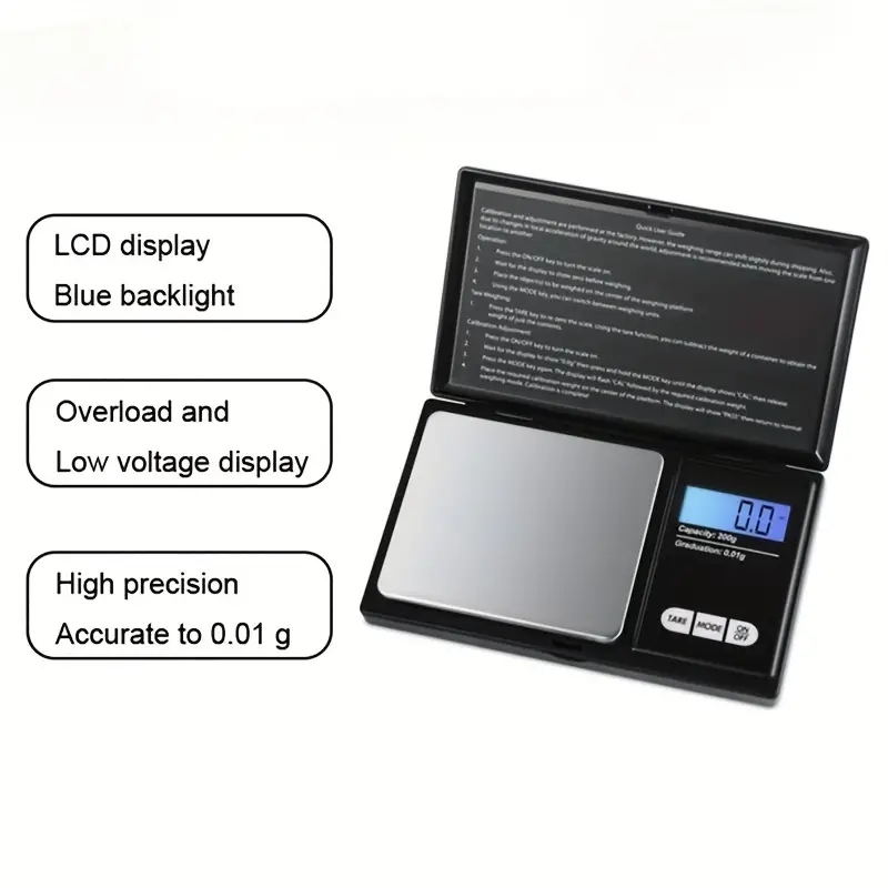 1pc Jewelry Mini Stainless Steel Electronic Scale Digital Pocket Scale Gold Gram Balance Weight Scale Portable Pocket Scale
