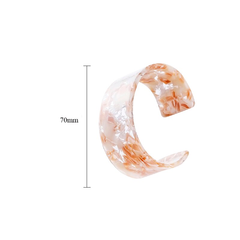 Tortoiseshell Cuff Acrylic Wide Bangles Bracelet For Women Vintage Resin Leopard Round Trendy Wedding Jewelry One Piece: 002