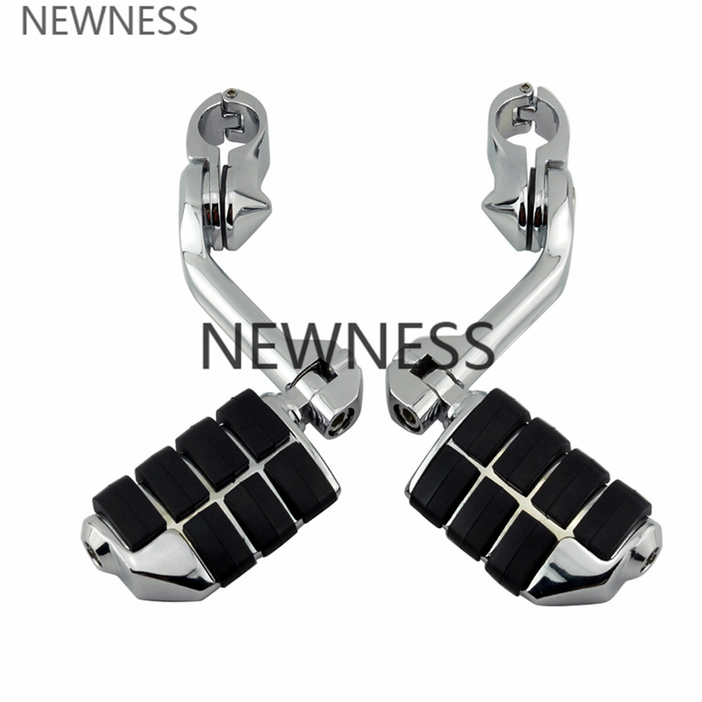 Motorcycle Foot Pegs Adjustable Long Angled Highway Peg Mount 1 1/4" 32mm Engine Guard Footrest for Harley Sportster Dyna