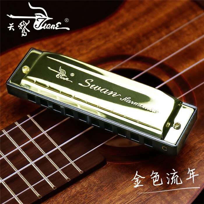 Harmonica 10 Gaten 20 Tones Blues Jazz Rock Folk Chromatische Harmoni Muziek Muziekinstrument Diatonische Mond Harp Zwaan 6 Kleuren: Golden