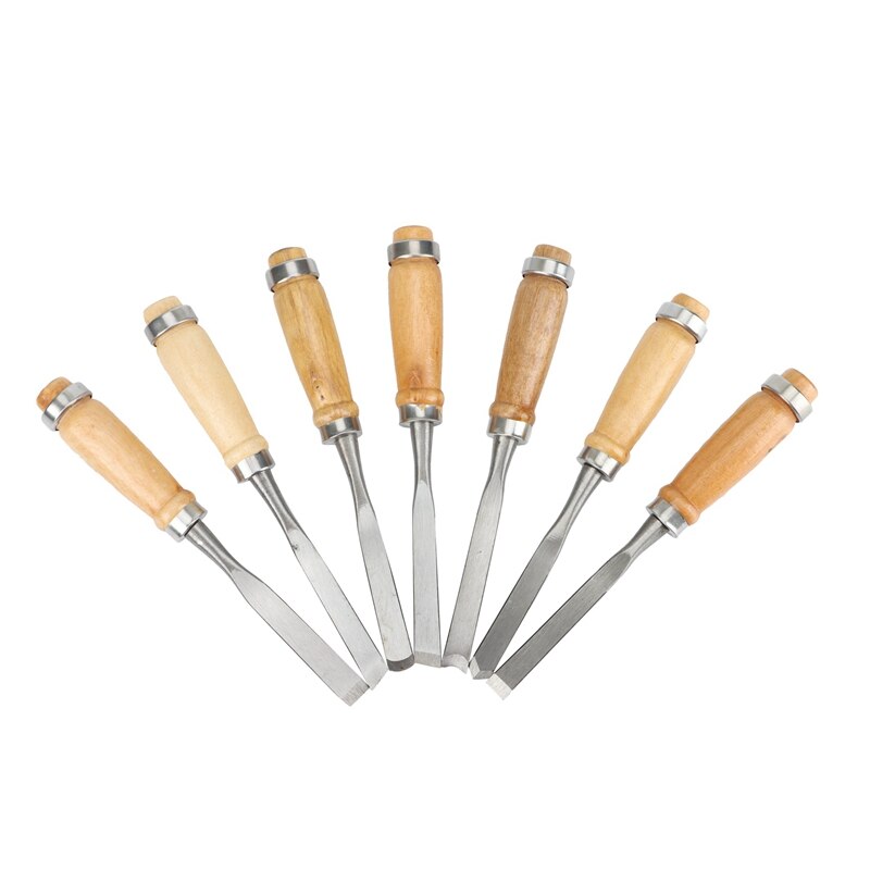 BMBY-12 Stuk Hout Beitel Tool Set-Tool Stalen Blad En Hoge Impact Houten Handvat, hout Beitel Platte Schop Staal Beitel