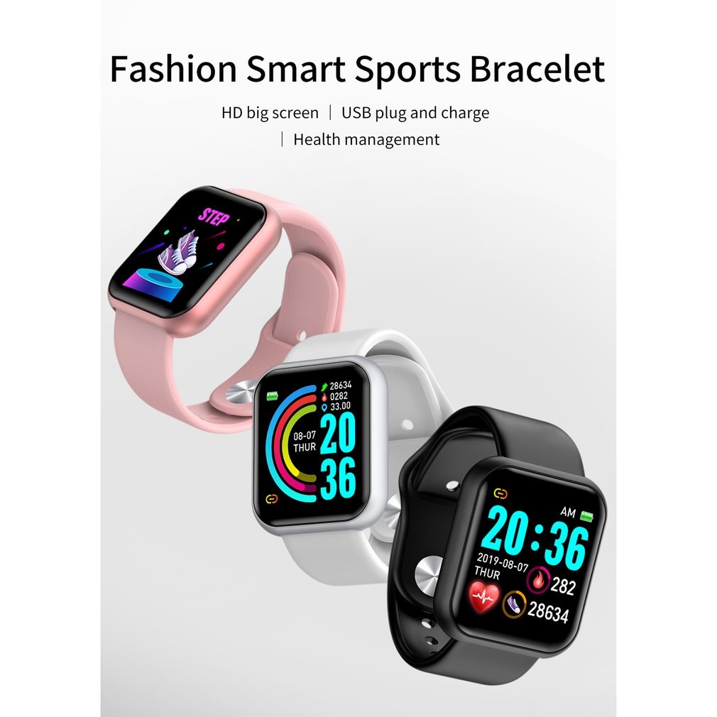 Smartwatch  y68, waterdichte bluetooth sport smartwatch voor mannen, fitnesstracker, hartslagmeter voor vrouwen