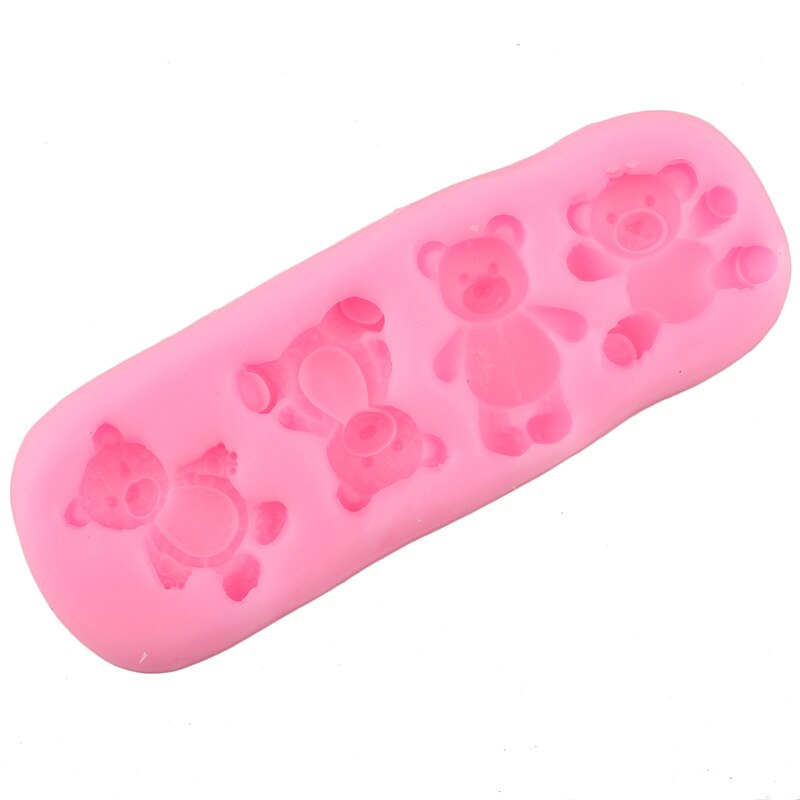 3D Cute Bear Silicone Mold Chocolate Candy Polymer Clay Molds DIY Baby Birthday Cupcake Topper Fondant Cake Decorating Tools