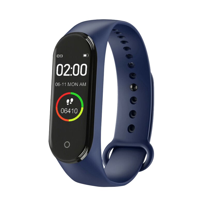 Reloj inteligente M4 para mujer, pulsera deportiva con pantalla LED, rastreador de Fitness, Bluetooth, resistente al agua, digital: Azul