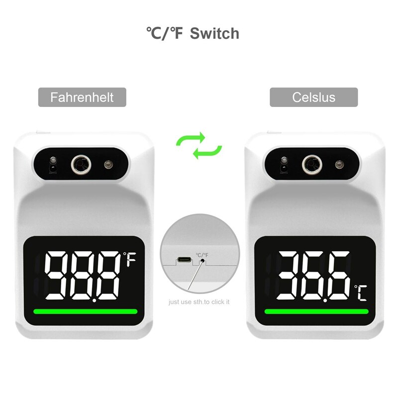 Wall-Mounted Thermometer,Infrared Forehead/Body Temperature Scanner,No-Contact/with Fever Alarm for School Office