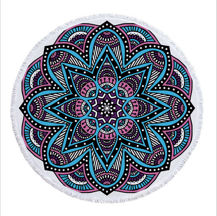 Serviette De Plage ronde en microfibre | Feuilles d'ananas, Selva chiffon éponge imprimé, avec pompon, tapis De Yoga: 12