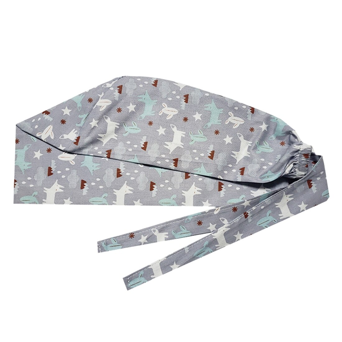 Printing Hat Breathable Beauty Salon Cap Unisex Laboratory Work Hat Adjustable Tieback Work Cap: 17