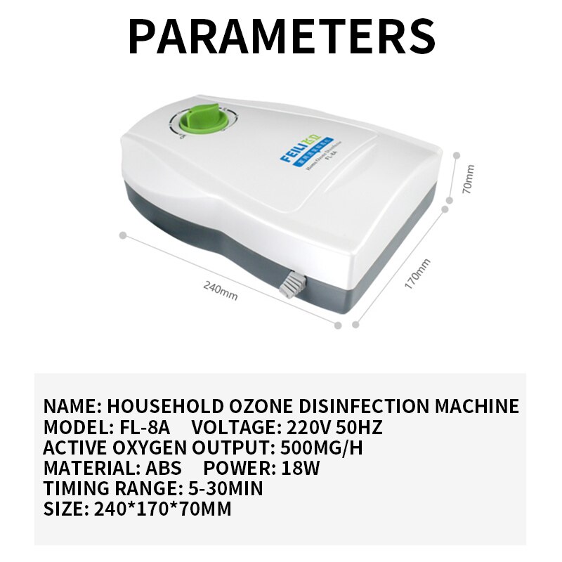500mg/h Ozone disinfection machine sterilization disinfection prevention germ air disinfection machine household fruit vegetable