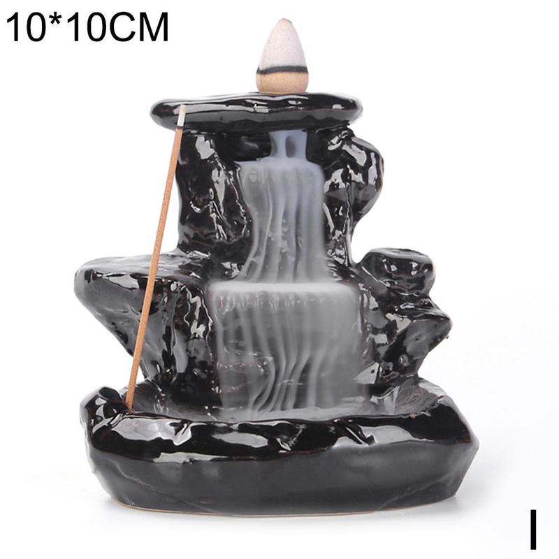 1pc criativo cachoeira queimador de incenso suporte de incenso cerâmica artesanal backflow queimador de incenso decoração cones: I