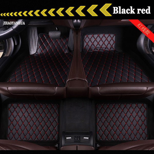 Universele auto vloermatten, auto styling matten voering, geschikt voor alle modellen peugeot 206 207 307 308sw 3008 408 4008 508 rcz: Zwart rood