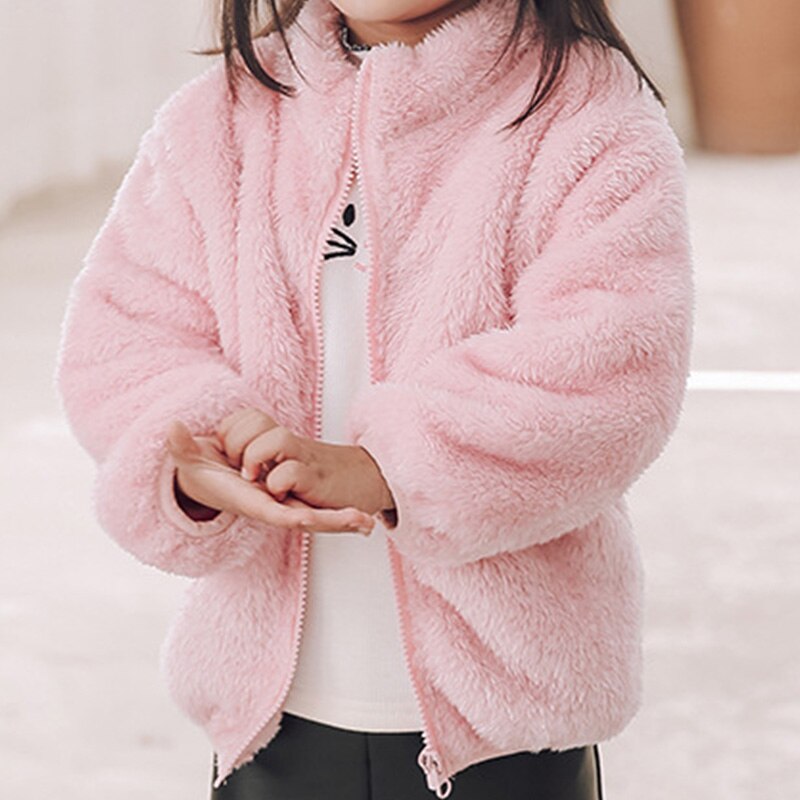 Humor ours enfants veste automne hiver Double face polaire fermeture éclair en peluche enfants fourrure manteau fille bébé velours épais bambin vêtements