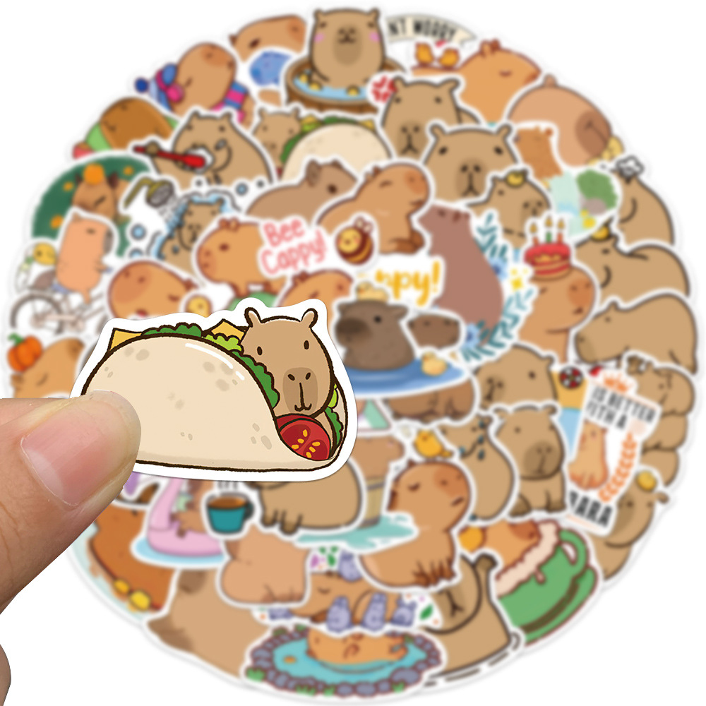 50 pçs dos desenhos animados capivara graffiti adesivos decorativos computador copo bagagem papelaria notebook diy adesivos à prova dwaterproof água