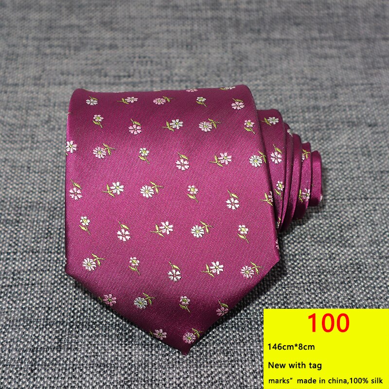 Cravates à fleurs pour hommes, 8CM, gravata corbatas, formelles en soie, Cravate Jacquard pour marié, fête de mariage, Business: 100