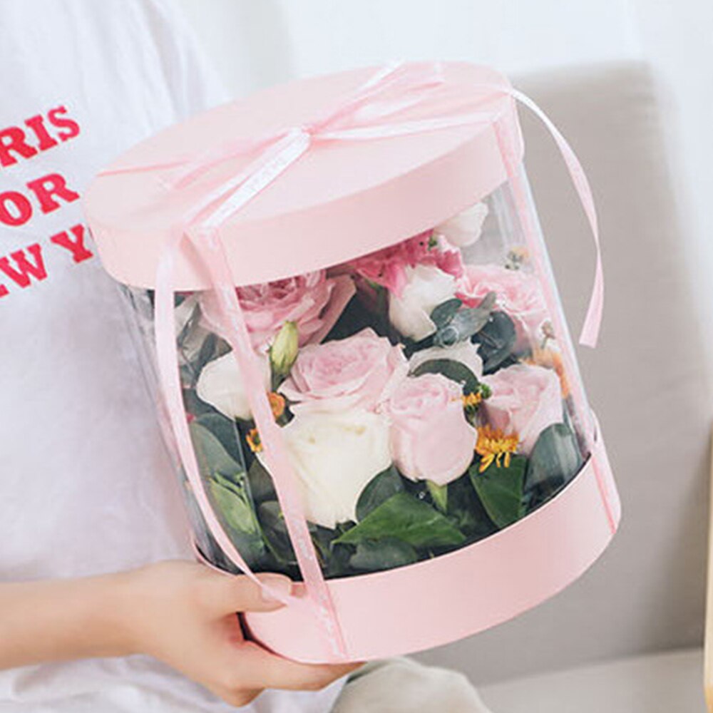 Clear PVC Flower Boxes Bouquet Florist Packaging Box Round Cake Box Clear Transparent Flower Dustproof Exhibitions