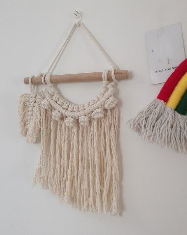 Macrame Wall Hanging Tapestry Handmade Cotton Woven Nordic Backdrop Boho Kids Room Home Decoration Wedding Photo Props: k