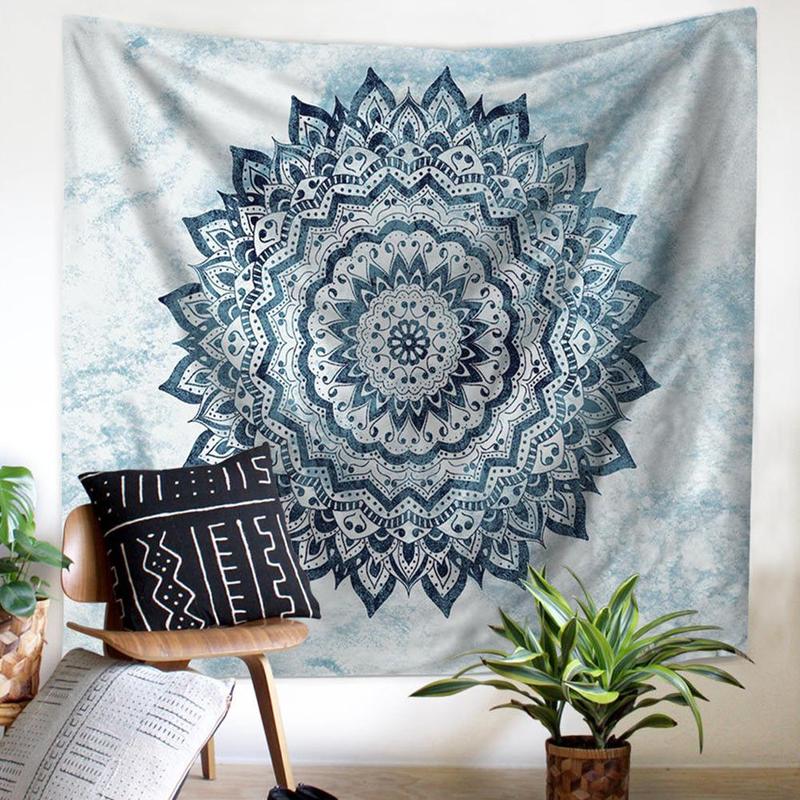 Tapiz de Mandala negro, tapiz de Mandala bohemio, tapiz de Mandala gris, mármol, dorado, azul, para colgar en la pared, tapiz indio bohemio de playa, manta, colchón